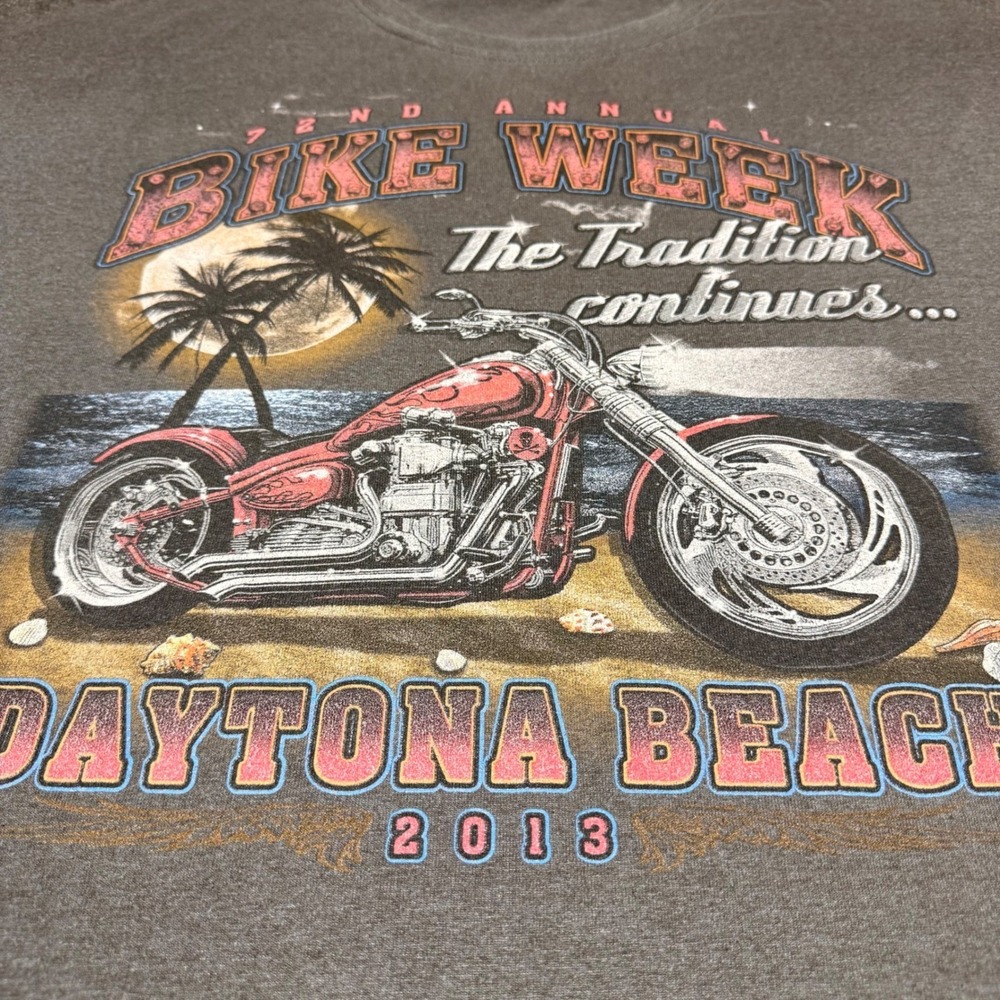 Daytona Beach Bike Week Motorcycle Graphic Tee Mens 2XL Gray 2013